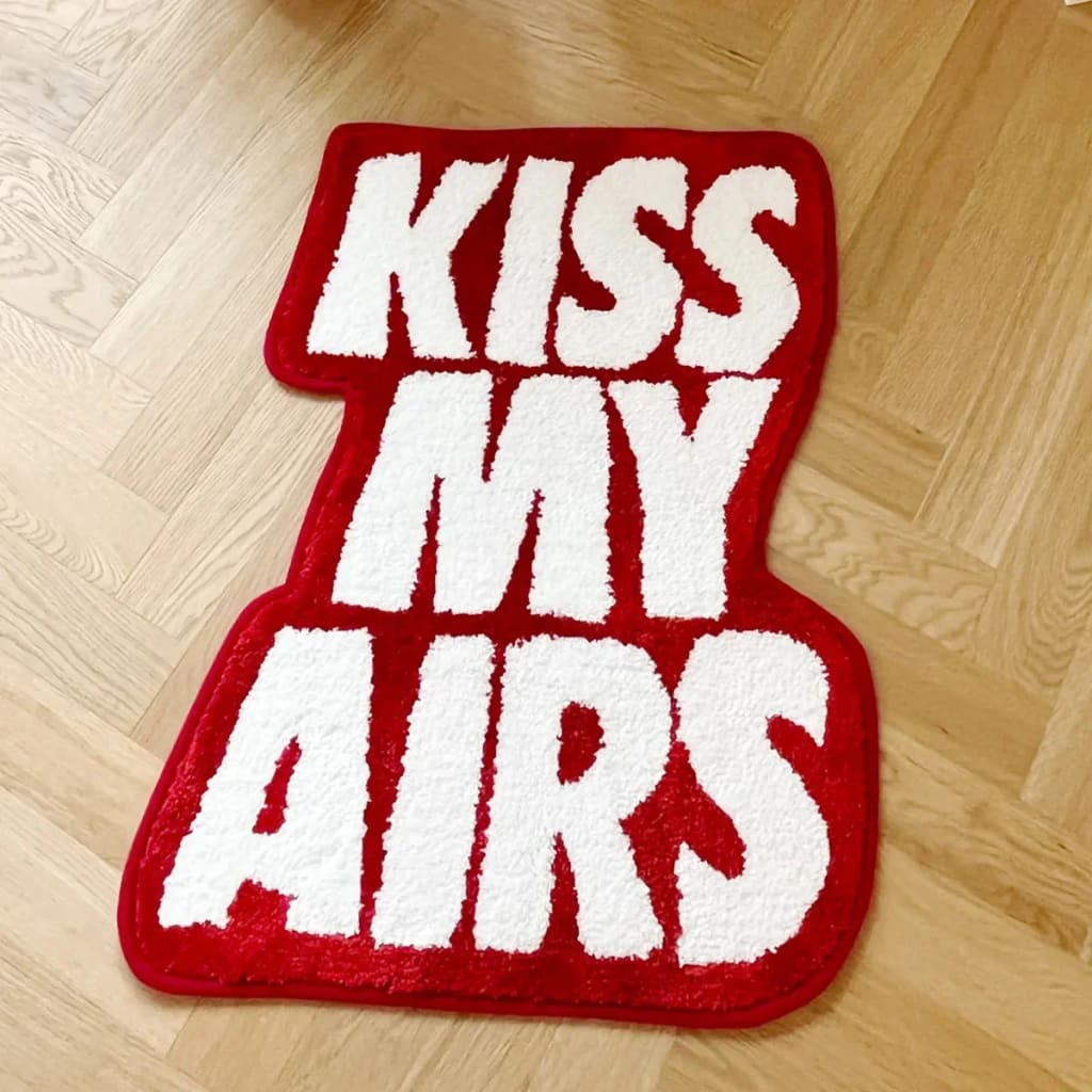Maia Homes Red Kiss My Airs Handmade Bath Mat