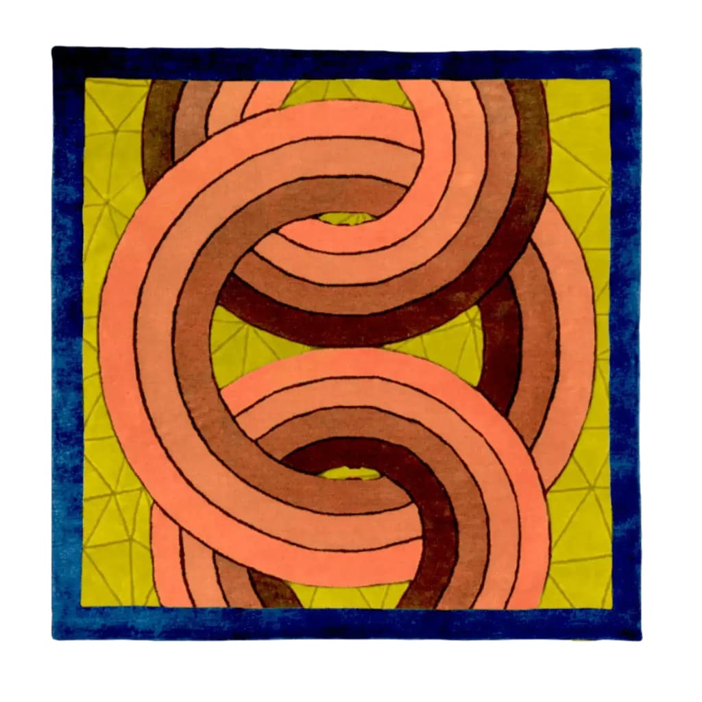 Maia Knotted Circles on Square Hand Tufted Wool Rug - Blue