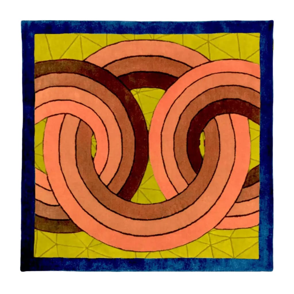 Maia Knotted Circles on Square Hand Tufted Wool Rug - Blue