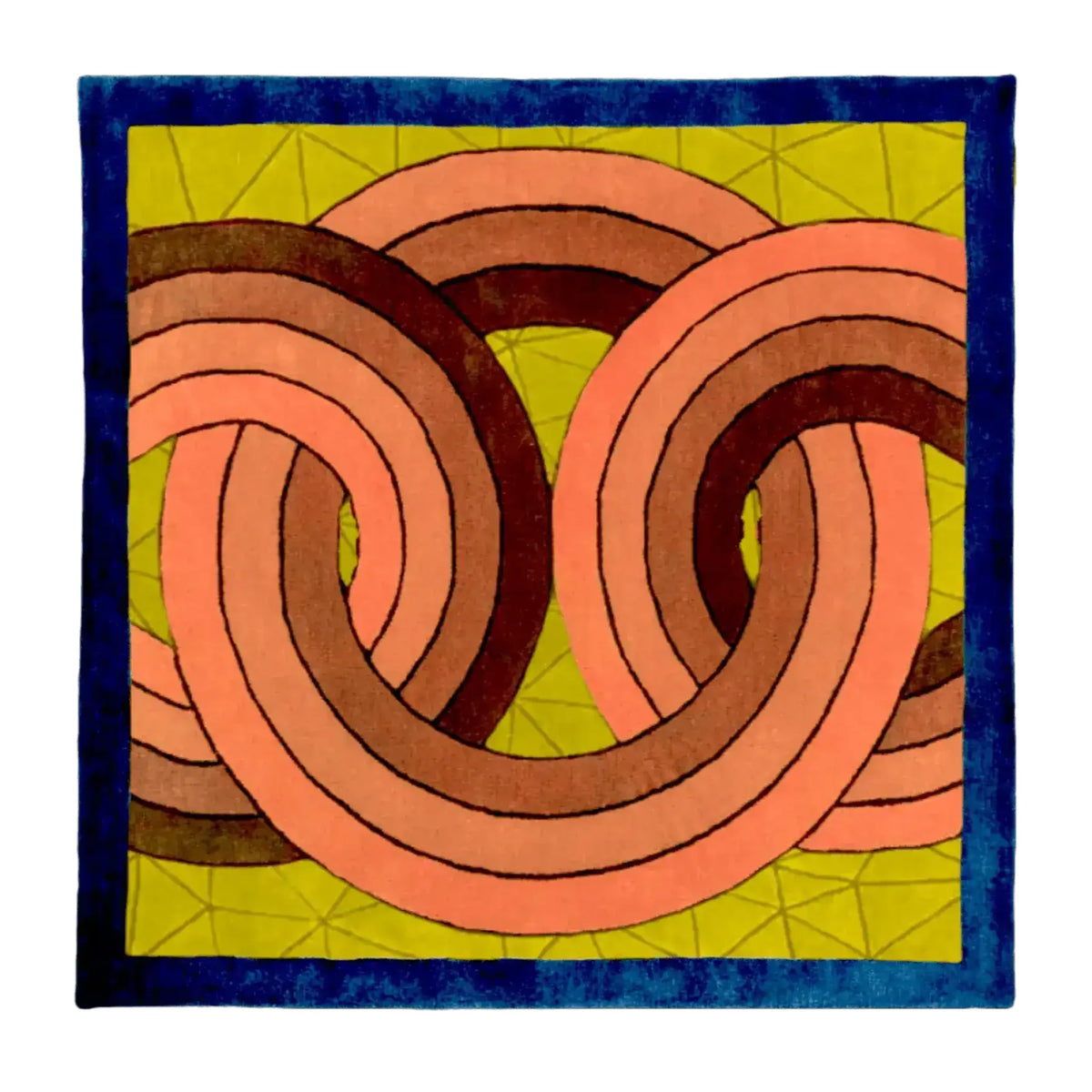 Maia Knotted Circles on Square Hand Tufted Wool Rug - Blue