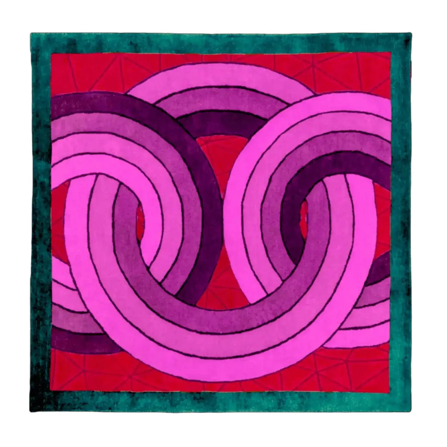 Maia Knotted Circles on Square Hand Tufted Wool Rug - Green