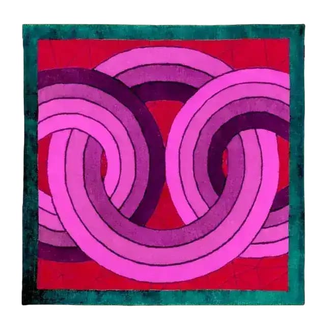 Maia Knotted Circles on Square Hand Tufted Wool Rug - Green - MAIA HOMES