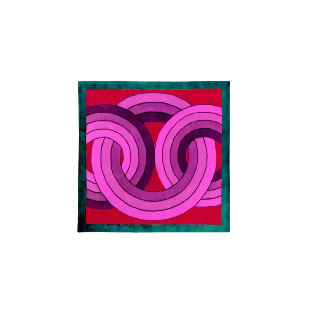 Maia Knotted Circles on Square Hand Tufted Wool Rug - Green - MAIA HOMES