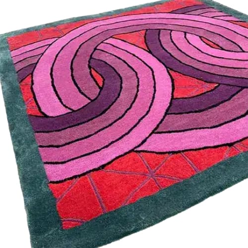 Maia Knotted Circles on Square Hand Tufted Wool Rug - Green