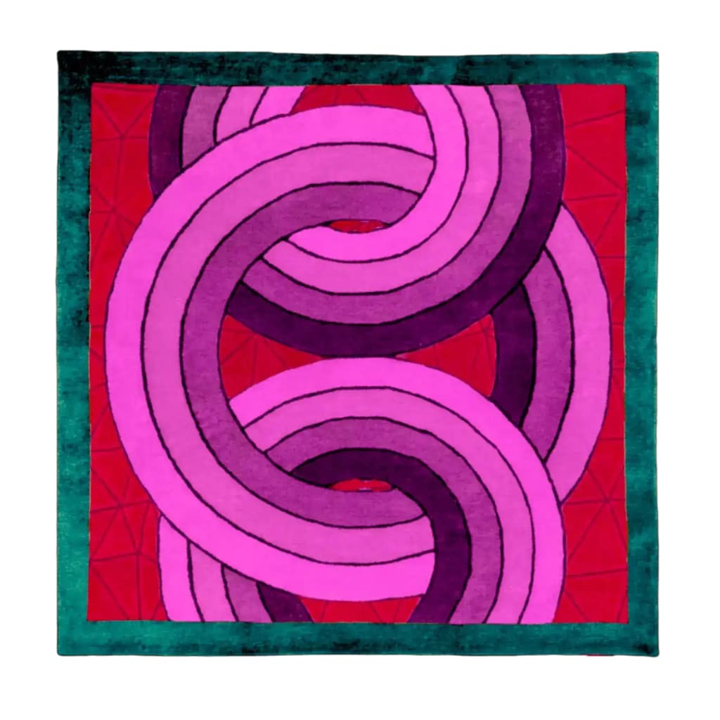 Maia Knotted Circles on Square Hand Tufted Wool Rug - Green