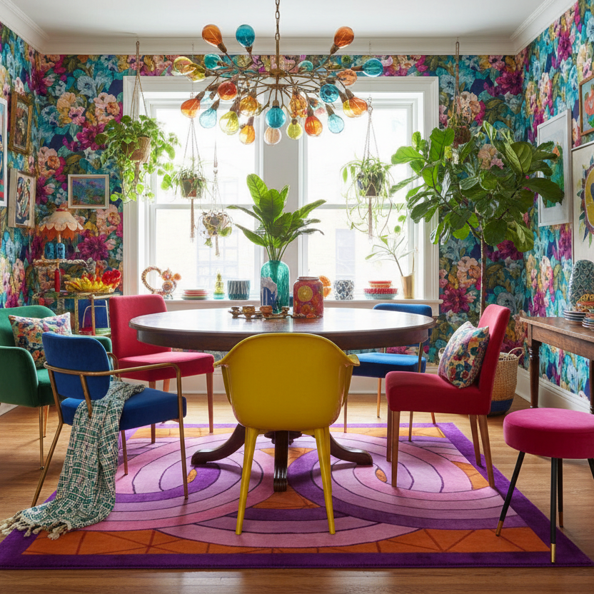 Maia Knotted Circles on Square Hand Tufted Wool Rug - Purple