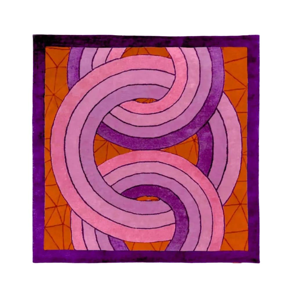 Maia Knotted Circles on Square Hand Tufted Wool Rug - Purple