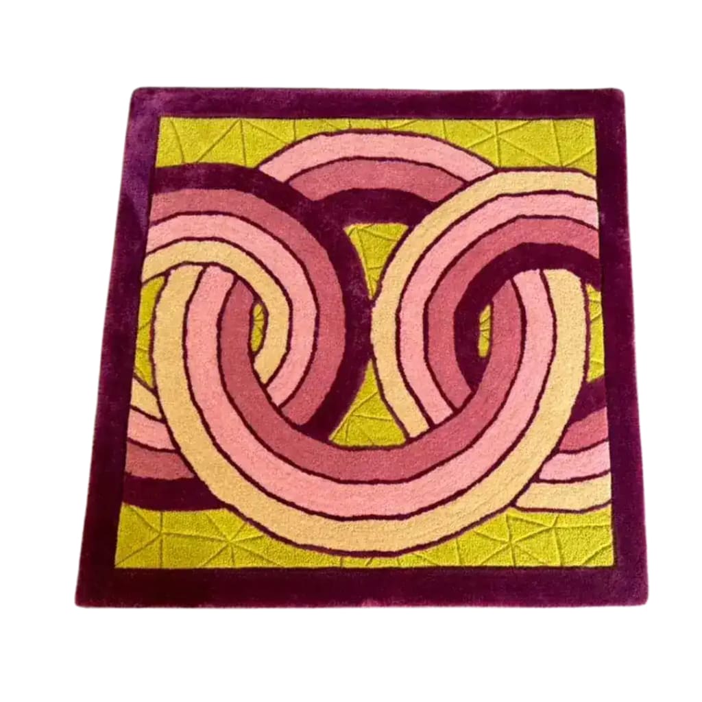 Maia Knotted Circles on Square Hand Tufted Wool Rug - Purple/Cream