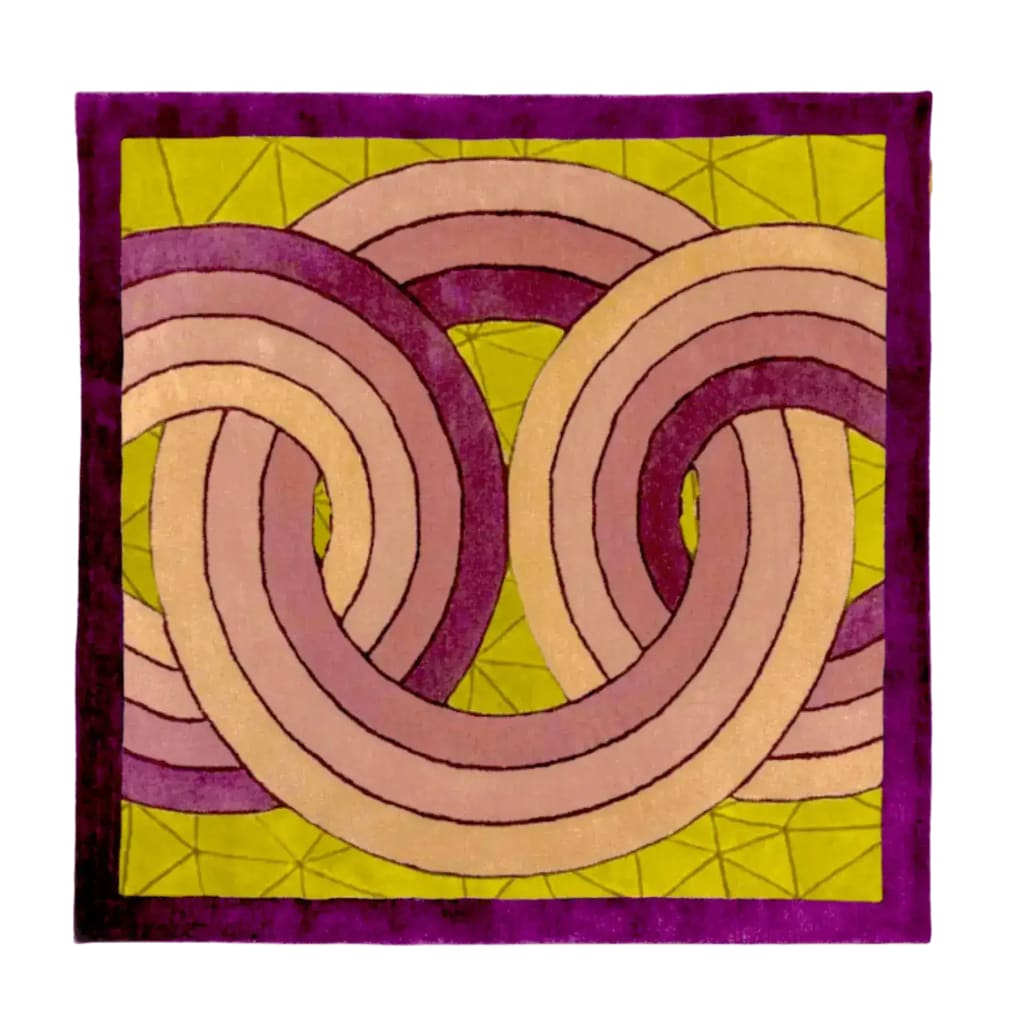 Maia Knotted Circles on Square Hand Tufted Wool Rug - Purple/Cream