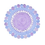 This is a top view of the Maia Round and Round Jute Rug in Light Blue, showcasing its intricate circular design. Perfect for adding a touch of elegance to any living space, this area rug is ideal for those seeking stylish rugs for the living room. The round rug's light blue hue offers a serene ambiance, making it a standout piece in large living room rugs collections.