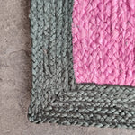 Black and Pink Braided Jute Rug