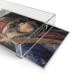 Majestic Monarch Regal Monkey Serving Tray close-up angled detail showing monkey portrait print inside clear acrylic with handle