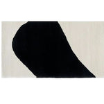 Maze Whisper Hand Tufted Wool Runner Rug featuring an abstract black and white design, ideal for contemporary spaces like kitchens, hallways, and bathrooms. This elegant wool rug brings a modern touch to any room, serving as a stylish kitchen runner or hallway runner rug.