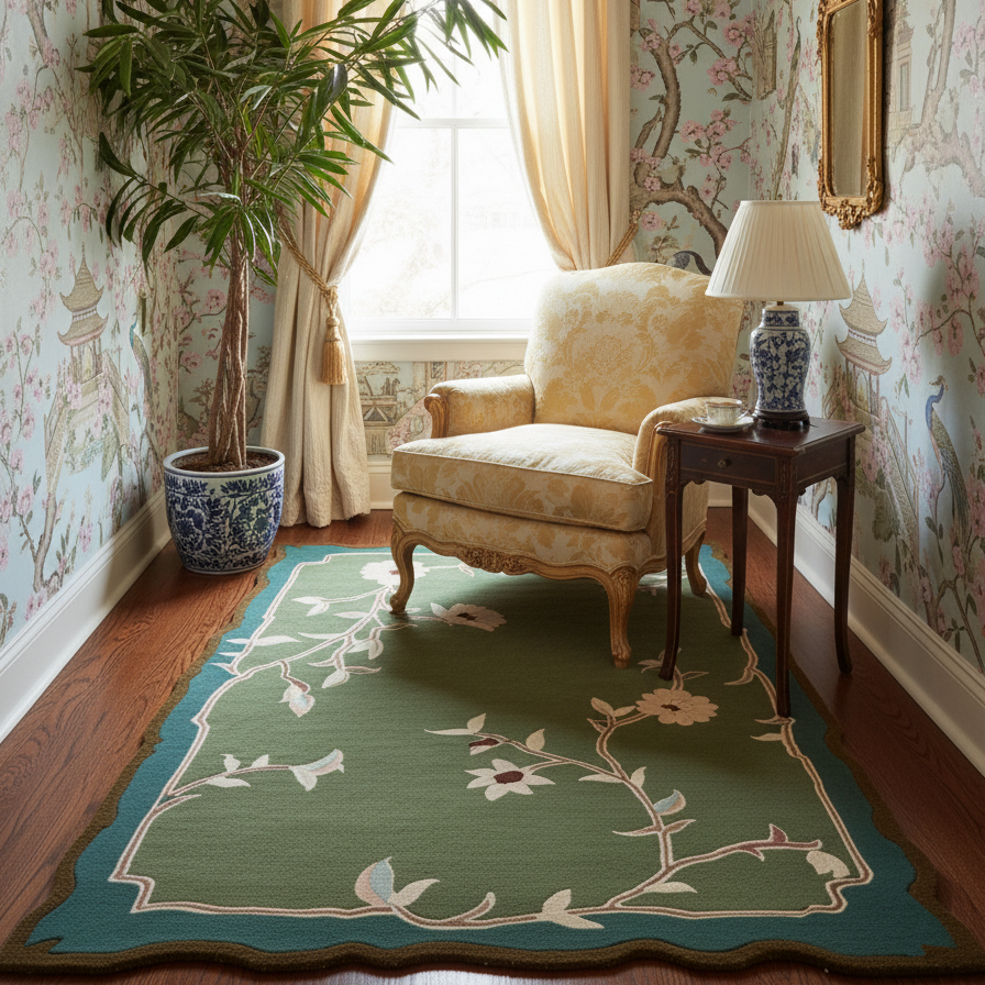 Meandering Petals Hand Tufted Wool Rug