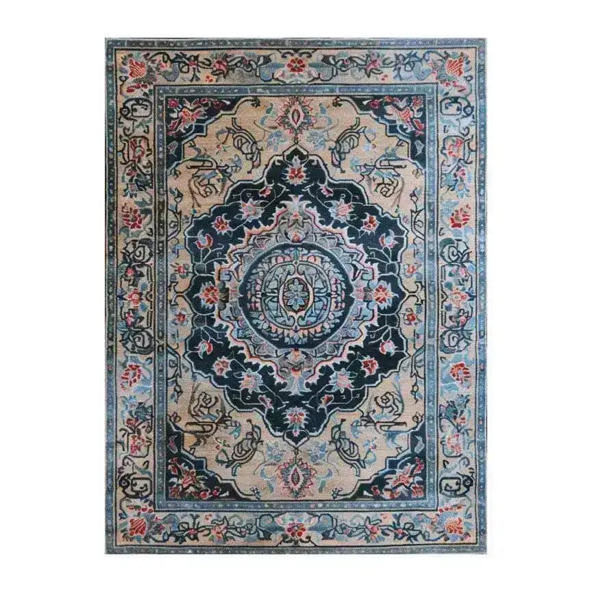 Beautiful Medallion Hand Tufted Area Rug featuring a vintage Persian design, perfect for a dining table rug or large living room. This wool rug brings elegance to any dining room or living room with its intricate patterns and rich colors.