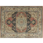 Elegant Medallion Majesty Hand Knotted Area Rug featuring a stunning floral and vintage Persian design. This 8x10 wool rug is perfect for adding a touch of sophistication to any living room, showcasing intricate patterns in rich, warm tones.