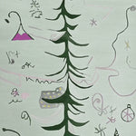 This hand-tufted area rug, perfect for living rooms, showcases a whimsical design featuring a central green tree motif with abstract accents. Crafted from wool, this 8x10 rug brings a touch of nature and creativity to your living space.