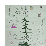 This area rug features a whimsical design with a tall, stylized tree at its center, surrounded by abstract holiday motifs like presents and snowflakes. Perfect for adding a festive touch to any living room, this wool rug measures 8x10 feet, making it an ideal choice for those seeking unique living room area rugs.