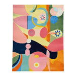 Vibrant area rug with a contemporary abstract design featuring bold colors and organic shapes, perfect as a wool rug for large living room spaces. This hand-tufted piece adds a fresh burst of color to any area rugs for living room collection.