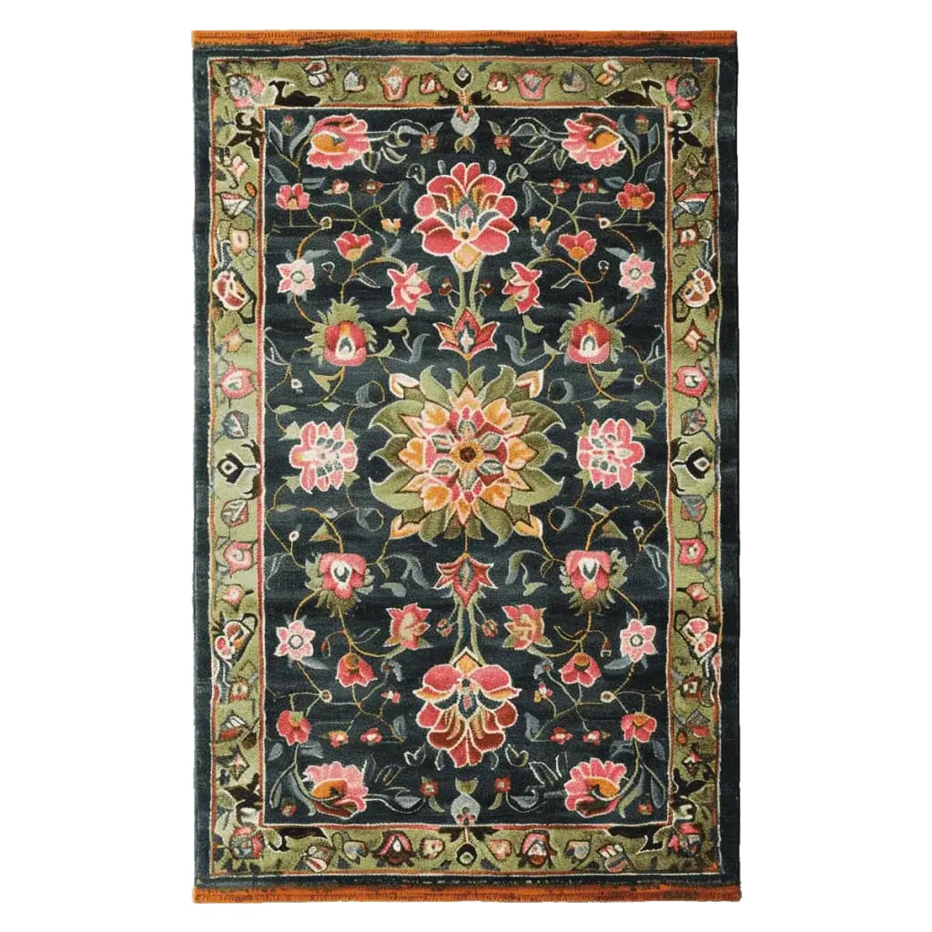 The Midnight Bloom Mosaic Hand Tufted Rug is a stunning area rug featuring a vibrant floral design. This wool rug displays intricate patterns of blooming flowers in rich colors, ideal for adding elegance to large living room spaces. It's a perfect choice for those seeking area rugs for living room decor.