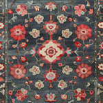 This beautifully designed area rug features a vibrant floral pattern with red and pink blossoms on a dark background. Perfect for adding a touch of elegance to your living room or dining room, this square area rug is crafted from high-quality wool, reminiscent of traditional Persian rugs. Ideal for use as a dining room carpet, this hand-tufted rug offers both style and comfort.