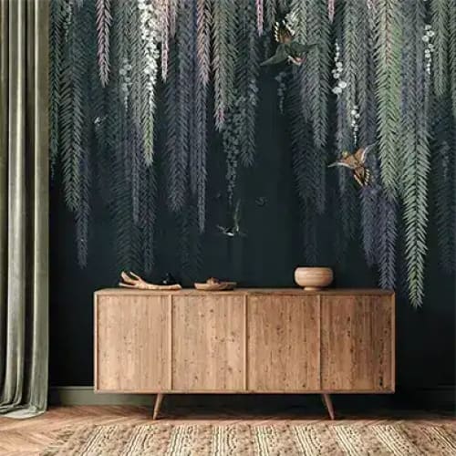 Midnight Hanging Floral Garden Wallpaper