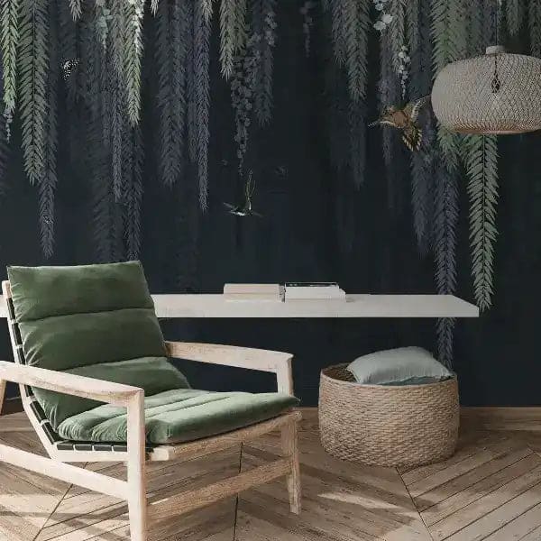 Midnight Hanging Floral Garden Wallpaper