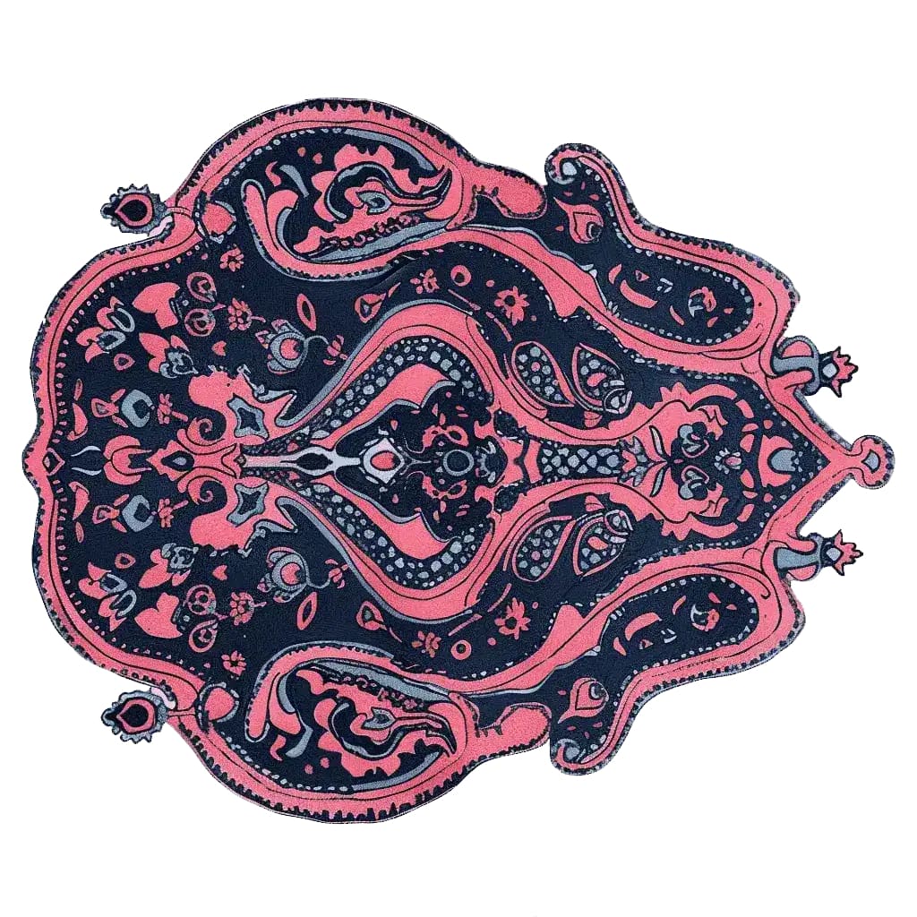 The Midnight Mirage Hand Tufted Area Rug showcases an intricate vintage design with bold, contrasting colors. Perfect for enhancing your living room, this wool rug offers a unique blend of elegance and style. It's sized ideally for spaces needing an 8x10 rug, making it a standout piece among area rugs for living rooms.