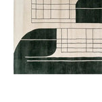 Contemporary wool area rug in a modern abstract design, ideal for living rooms. This stylish 8x10 rug features a striking black and cream color palette with geometric patterns, perfect for enhancing your living space.