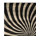 A striking area rug showcasing a bold, swirling spiral pattern in black and beige, perfect for adding a contemporary touch to your living room. This hand-tufted wool rug combines modern design with luxurious texture, making it an ideal choice among wool rugs for living rooms.