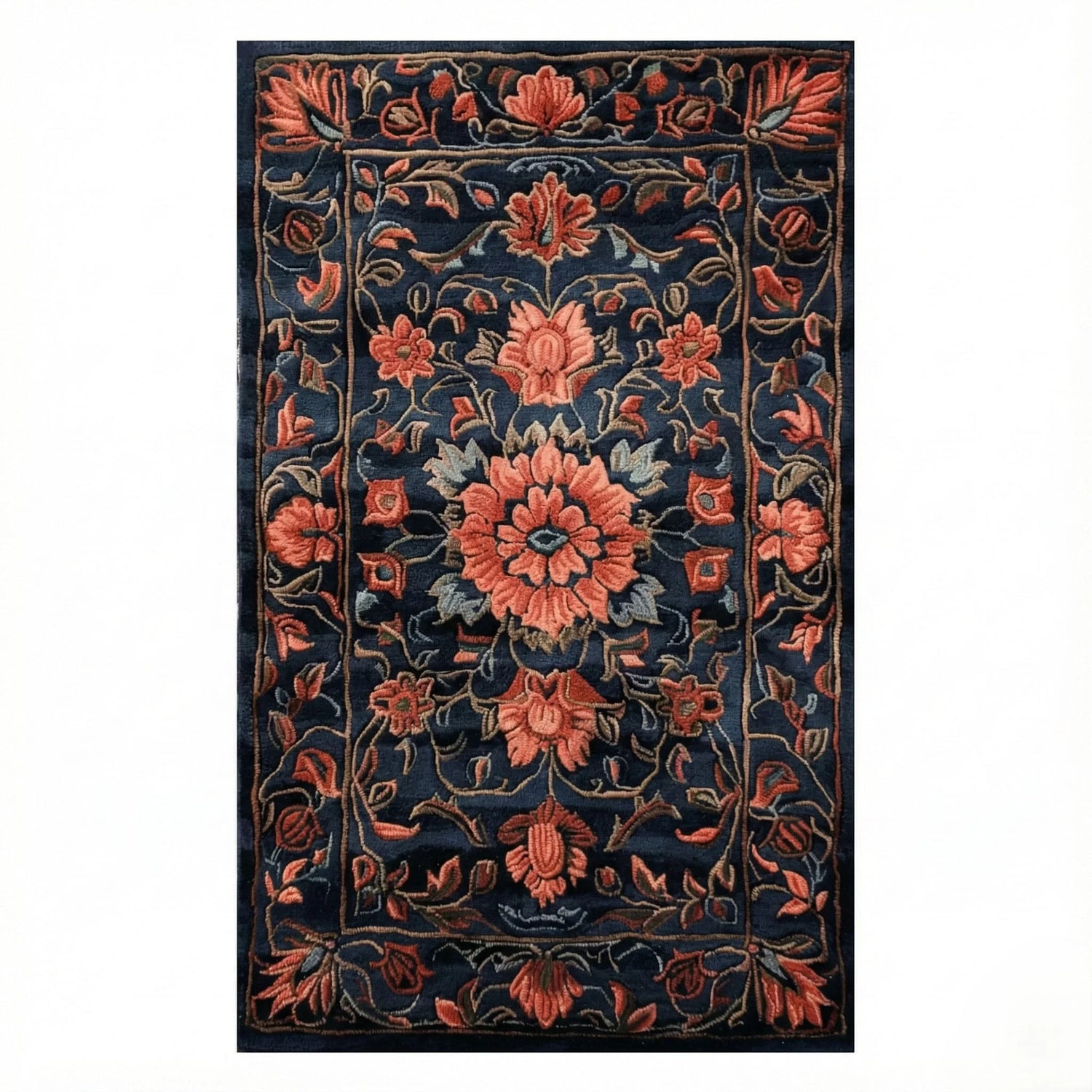 This elegant hand-tufted area rug features a striking floral design in rich, warm shades, perfect for enhancing any living room. Made from luxurious wool, this 8x10 rug combines intricate patterns with bold colors, making it an ideal choice for those seeking stylish living room area rugs.
