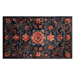 This beautifully designed area rug, titled 'Midnight Vine Dream Hand Tufted Rug', showcases an intricate floral pattern in warm coral and navy tones. Perfect for adding elegance to your living room, this wool rug is available in an 8x10 size, ideal for large spaces. The detailed craftsmanship makes it a standout piece among living room area rugs.