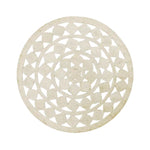 This image showcases a beautiful Mini Square Round Jute Rug in white, perfect for enhancing your living room or office space. The area rug features a unique, intricate design, making it a stylish addition to any room. Ideal for living room rugs 8x10 or as a charming office rug, this round jute rug adds a touch of elegance and natural texture to your decor.