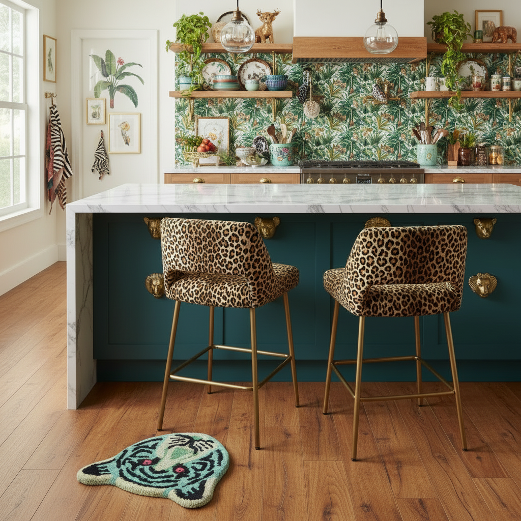 Mini Tiger Face Hand-Tufted Wool Rug 1' x 1'