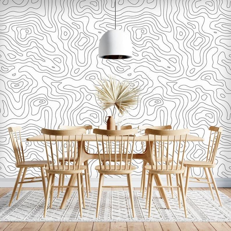 Art deco wallpaper peel and stick, vintage abstract wall mural, accent  wall, home decor - Scandi Home abstract_wallpaper accent_wall