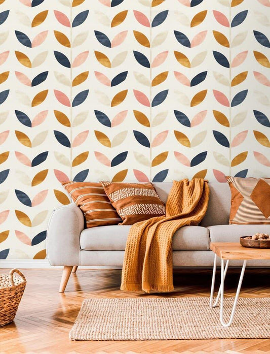 Minimalistic Modern Geometric Leaves Wallpaper 