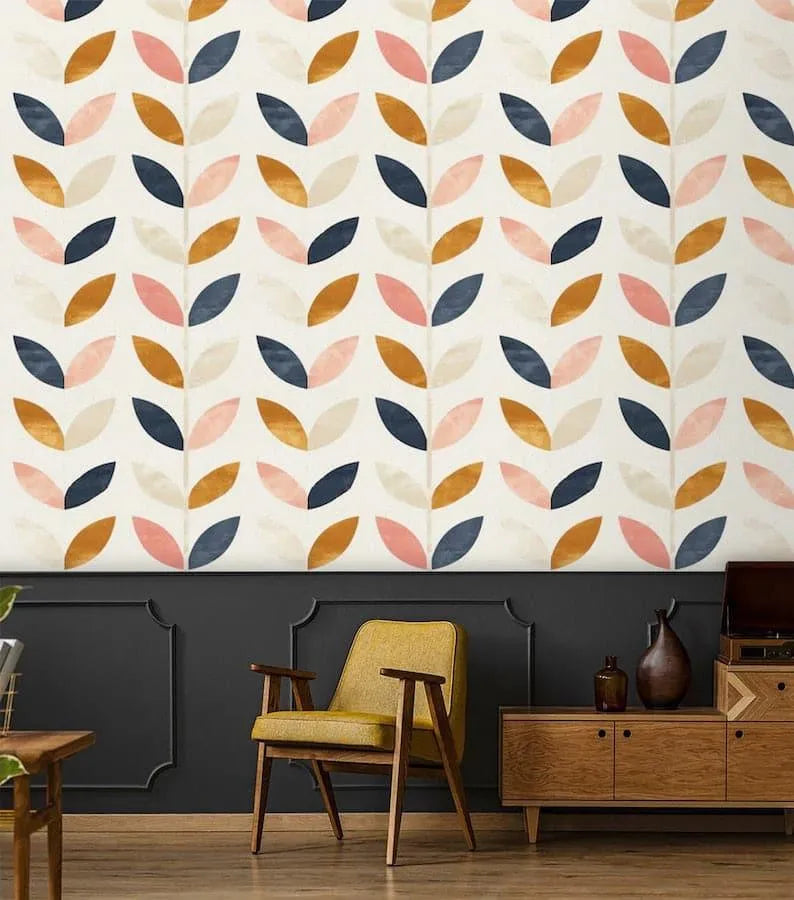 Minimalistic Modern Geometric Leaves Wallpaper