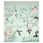 The Mint Blossom Melody Hand Tufted Rug showcases a vibrant design with birds and floral patterns, making it a perfect addition to living room area rugs. This wool rug features soft pastel colors and intricate detailing, ideal for enhancing the aesthetic of area rugs for living rooms.