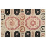 The Mirage Medallion Hand Tufted Area Rug showcases an intricate vintage design in warm tones, perfect for large living rooms. This wool rug, sized 8x10, adds a touch of elegance with its bold patterns and soft texture, ideal for creating a cozy atmosphere in any living room.