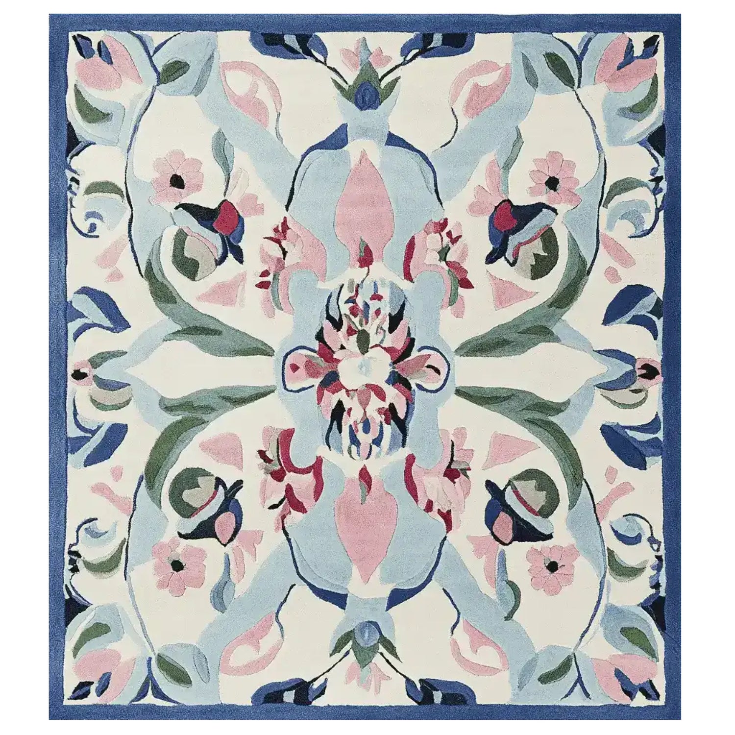 This vibrant Mirrored Petal Harmony Hand Tufted Area Rug features an elegant floral design in soft hues of pink, blue, and green. Perfect for adding a touch of sophistication to large living rooms, this wool rug is both stylish and durable. Ideal as an area rug for living room spaces, its intricate patterns create a harmonious focal point.