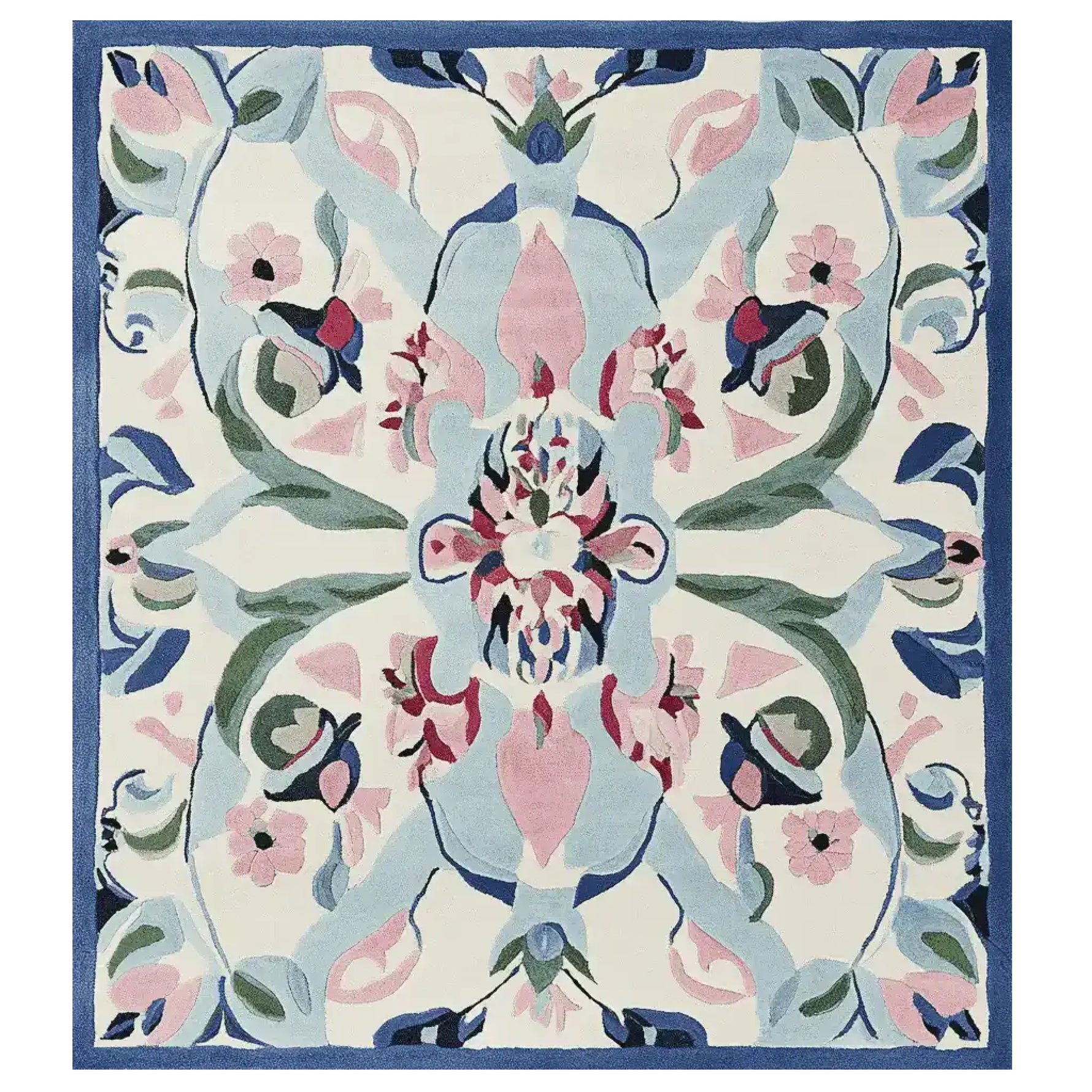 This vibrant Mirrored Petal Harmony Hand Tufted Area Rug features an elegant floral design in soft hues of pink, blue, and green. Perfect for adding a touch of sophistication to large living rooms, this wool rug is both stylish and durable. Ideal as an area rug for living room spaces, its intricate patterns create a harmonious focal point.