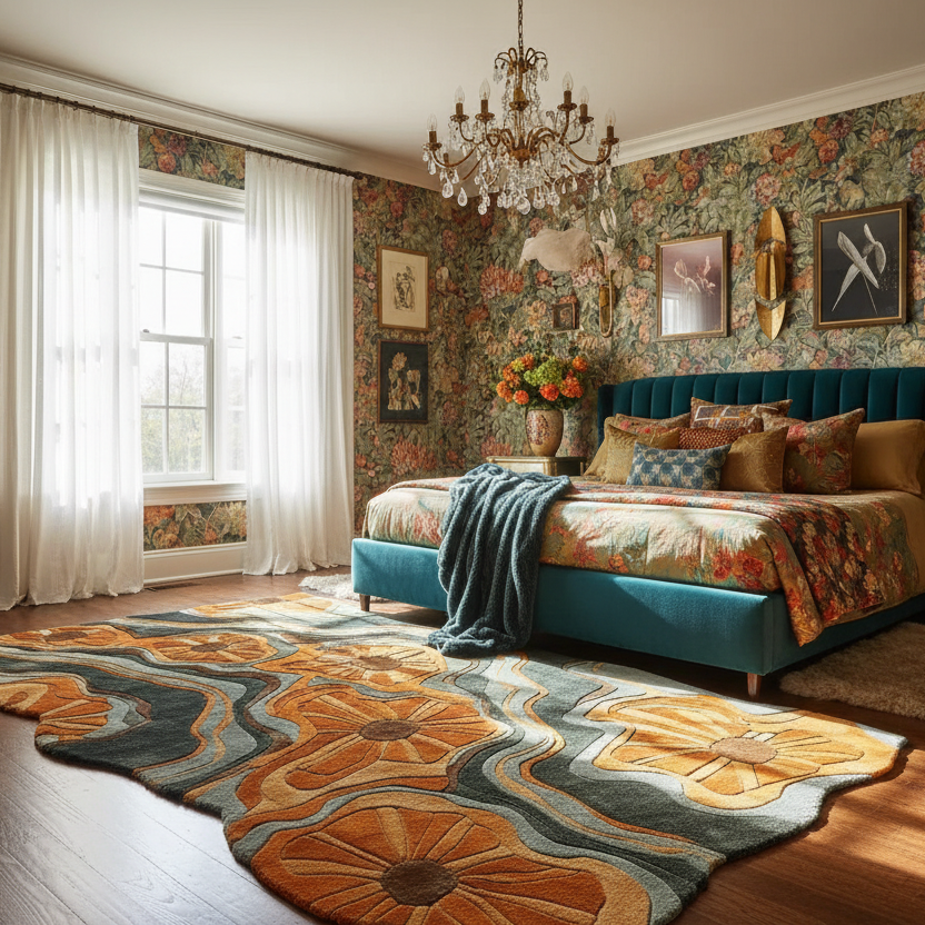 Modern Botanical Flow Hand Tufted Rug