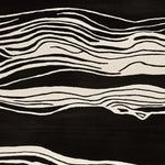 A stylish Modern Heat Stroke Hand Tufted Area Rug, showcasing an abstract black and white pattern with wavy lines, perfect for contemporary living room decor. This wool rug is ideal for those seeking living room area rugs in an 8x10 size.