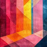 Vibrant Modern Mosaic Hand Tufted Wool Rug featuring an abstract geometric design with bold colors like red, orange, yellow, and blue. This contemporary area rug, perfect for a living room or office, measures 8x10 and is ideal for adding a pop of color to your space.