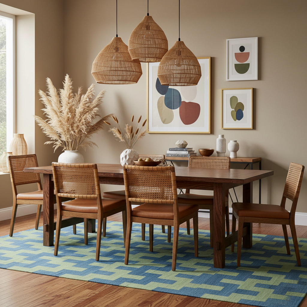 Modern Organic Vegetable Dyed Indian Dhurrie Reversible Cotton Rug - Green