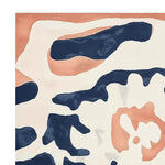 Close-up view of a modern pattern pulse hand-tufted area rug, showcasing its abstract design in navy and peach tones. This contemporary wool rug adds a stylish touch to large living rooms, perfect for those seeking elegant area rugs for their living room.
