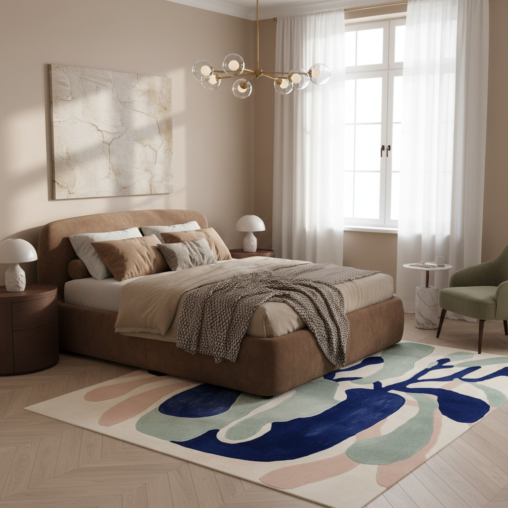 Modern Plant Bloom Hand Tufted Rug