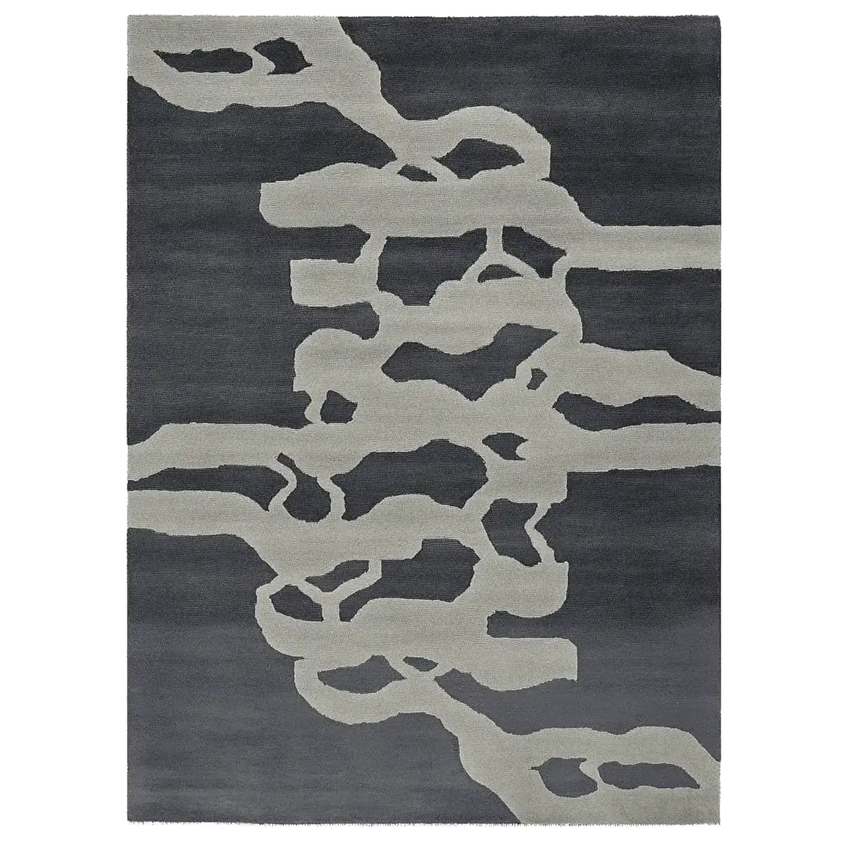 Image of the Modern Psyche Flow Hand Tufted Rug, a stylish area rug featuring an abstract design in neutral tones. This contemporary wool rug is perfect for adding a touch of elegance to living room spaces. Ideal for those seeking high-quality area rugs for the living room.