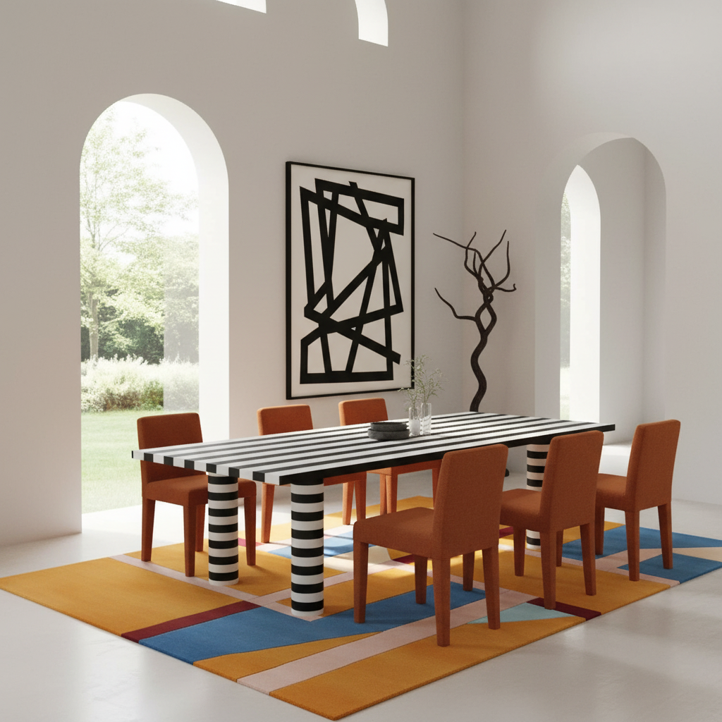 Modern Sunset Grid Hand Tufted Rug