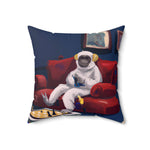 Monkey Astronaut Netflix and Chill Printed Throw Pillow